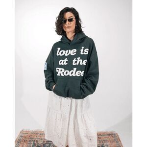 Dreamr Forest Green Love Is At The Rodeo Graphic Hoodie Women's Size Medium